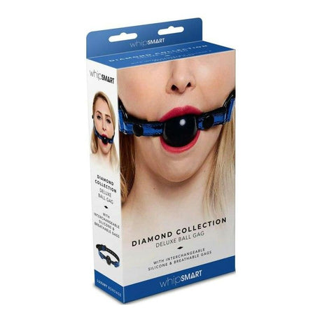 Whip Smart Diamond Deluxe Ball Gag Blue - Adult Toys