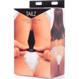 White Fluffer Bunny Tail Glass Anal Plug - Adult Toys