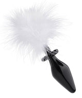 White Fluffer Bunny Tail Glass Anal Plug - Adult Toys