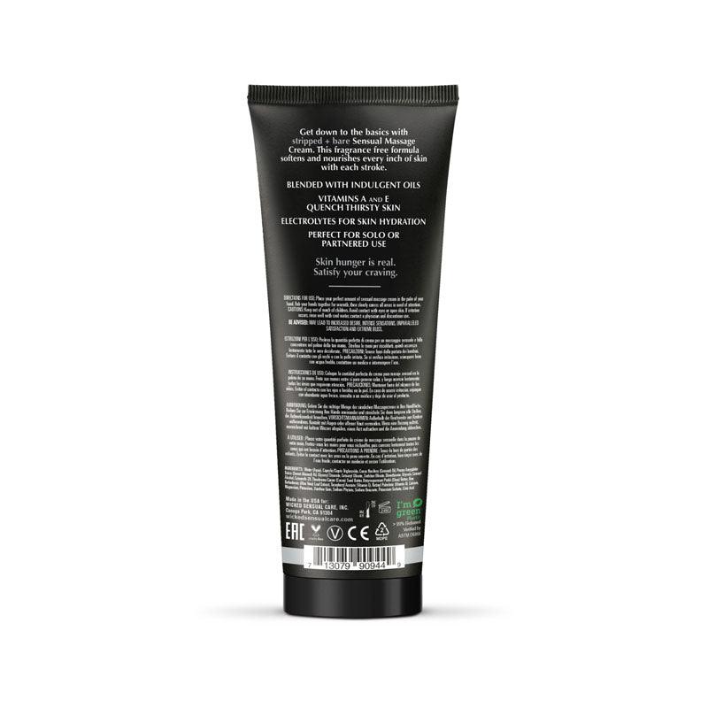 Wicked STRIPPED + BARE Sensual Massage Cream - Naughty by Nature Adult Store