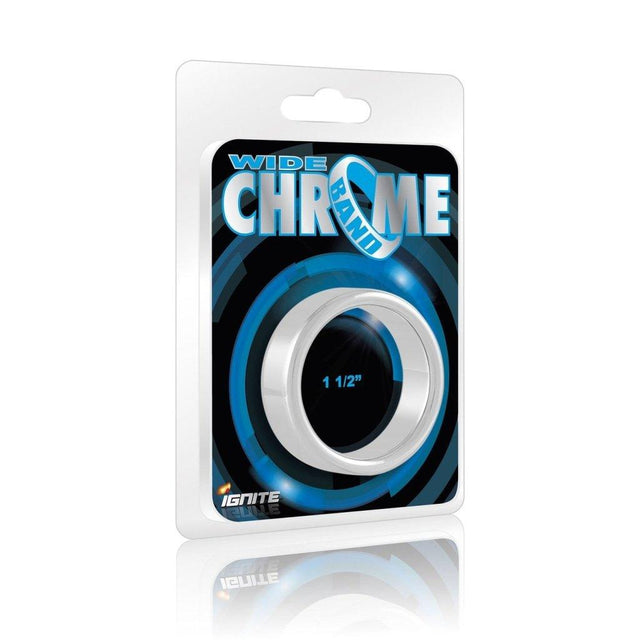 Wide Band Chrome Cock Ring 38mm - Adult Toys