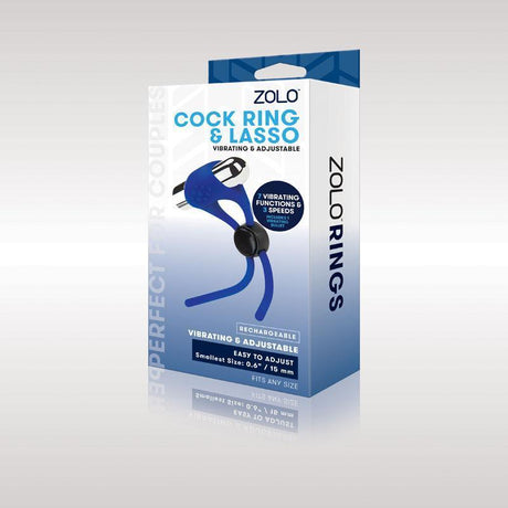 Zolo Rechargeable Cock Ring & Lasso - Blue USB Rechargeable Adjustable Cock Ring - Naughty by Nature Adult Store